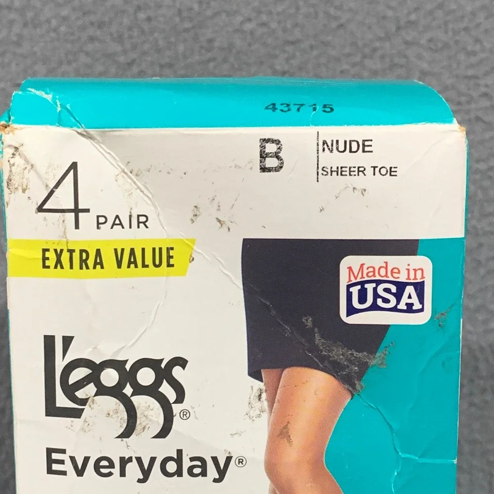 L'eggs Everyday Regular Pantyhose 4 Pair Nude Sheer‎ Toe Size B Medium 43715 USA